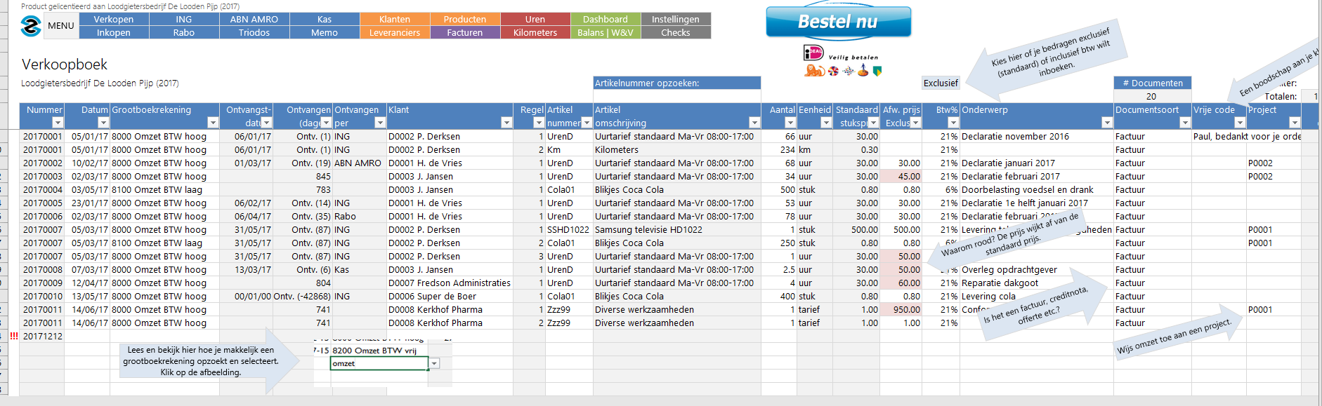 simpel boekhouden in excel