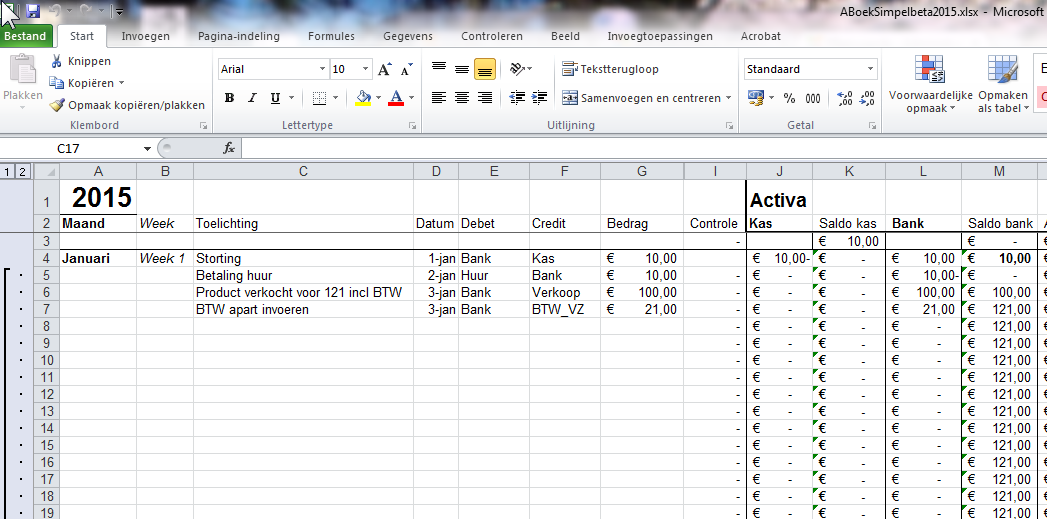 excel boekhouden 2019